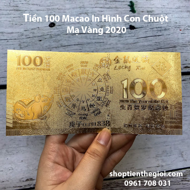 Tiền 100 Macao In Hình Con Chuột Mạ Vàng 2020